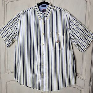 VTG 90s Bugle Boy Classics Striped Short Sleeve Button Down Dress Shirt✨️L